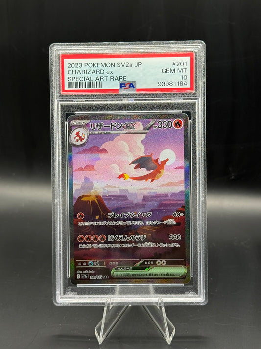 Charmander AR 168 - Charmeleon AR 169 - Charizard SAR 201 - PSA Sequential 10's - Japanese 151