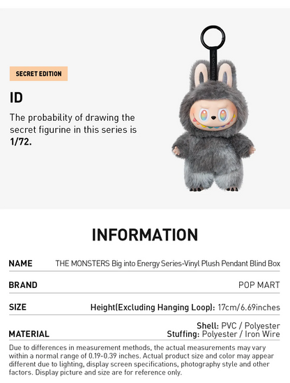 Labubu Big Into Energy - THE MONSTERS Vinyl Plush Pendant Blind Box